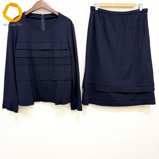 anc レリアン Leilian セットアップ 13 濃紺 ツーピース ティアード 大きいサイズ レディース 984461