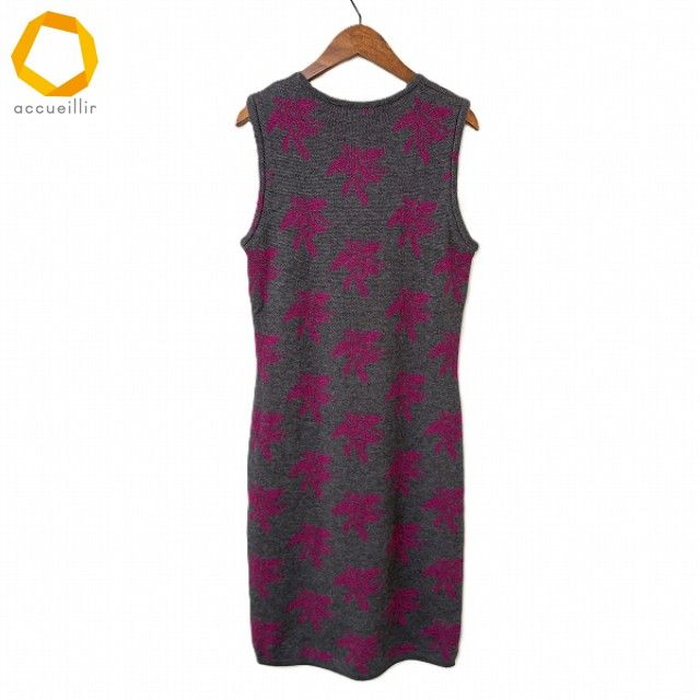 wnc グッチ GUCCI ワンピース 44 グレー 紫 ニット ノースリーブ ヴィンテージ イタリア製 大きいサイズ レディース 963856