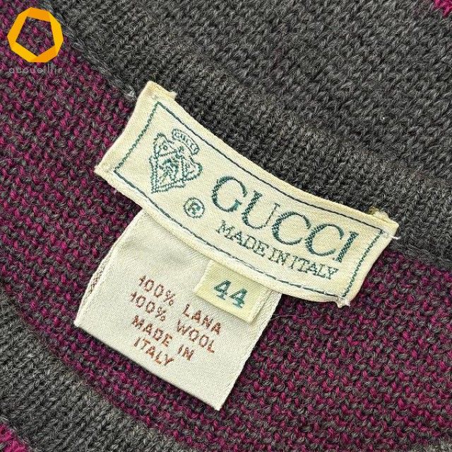 wnc グッチ GUCCI ワンピース 44 グレー 紫 ニット ノースリーブ