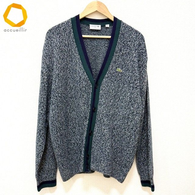 wnc ラコステ LACOSTE カーディガン 5 紺 緑 白 ニット フランス製 メンズ 966686