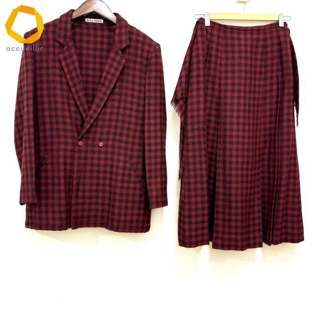 wpc イッセイミヤケ セットアップ 7 赤系 黒 ツーピース チェック ヴィンテージ レディース 969889