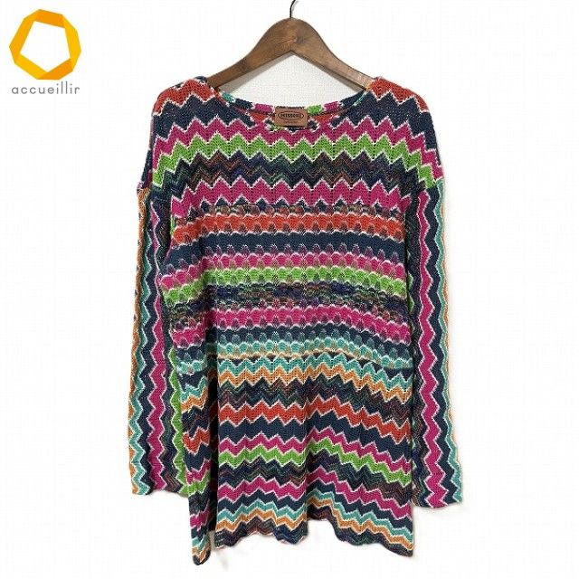 anc ミッソーニ MISSONI チュニック 44 マルチ ニット ボーダー イタリア製 レディース 973688