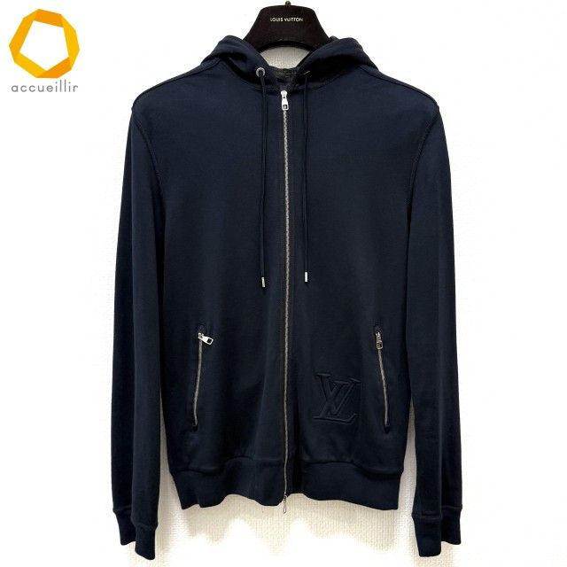 apc ルイヴィトン トレーナー パーカー XS 濃紺 茶系 ダミエ ロゴ イタリア製 ハンガー付き メンズ 979391