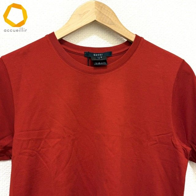 グッチ　正規店購入　Tシャツ snc グッチ GUCCI Tシャツ S 赤系 半袖 ロゴ刺繍 イタリア製 メンズ