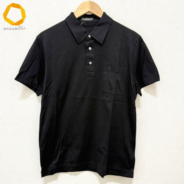 snc ベルルッティ Berluti ポロシャツ R 48 黒 半袖 ロゴ 刺繍 タグ付き メンズ 979431
