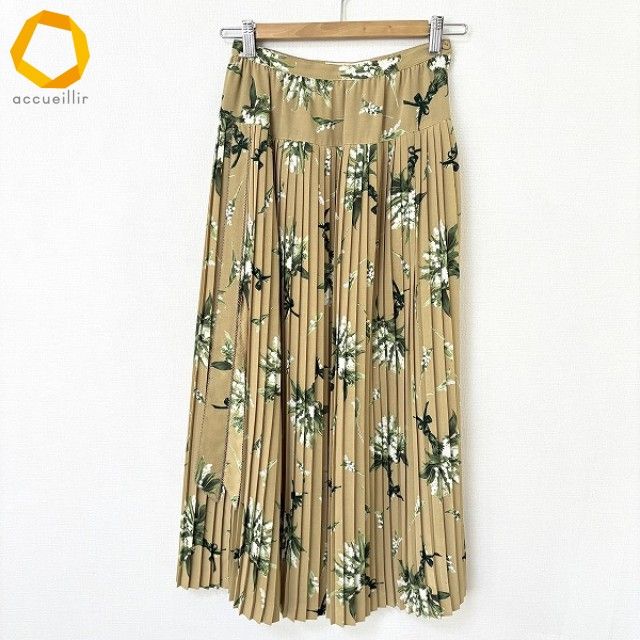 anc カネコイサオ KANEKO ISAO スカート ベージュ ロング プリーツ 花柄 すずらん レディース 981428