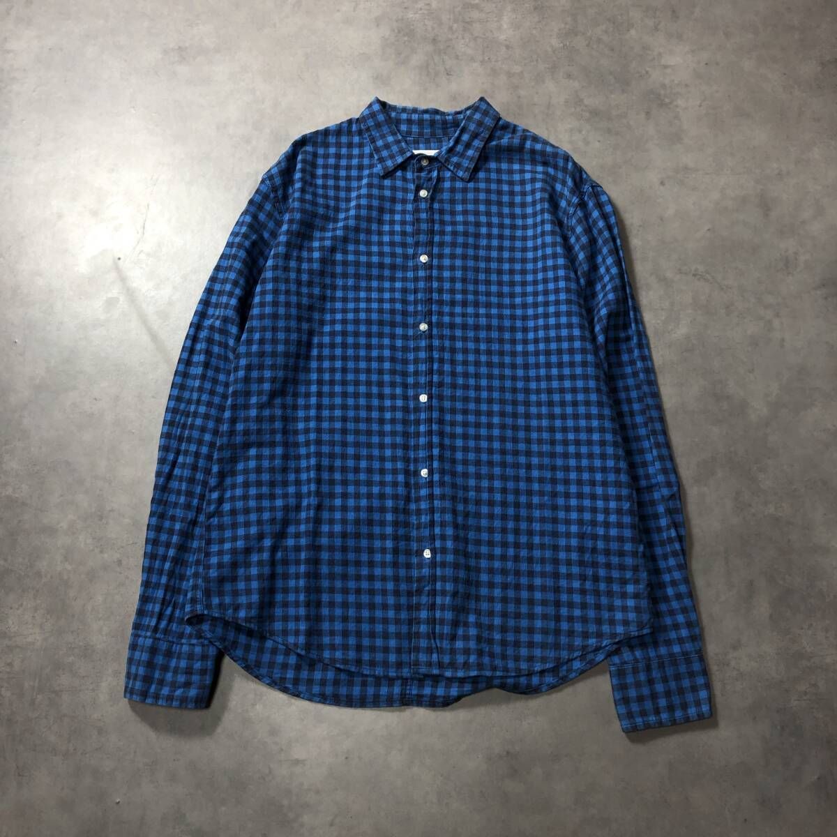 低価，大人気 GQ4521◇Frank＆Eileen：ロンハーマン別注 フランネルシャツ◇M◇ブルー系 RHC フランク＆アイリーン 長袖シャツ