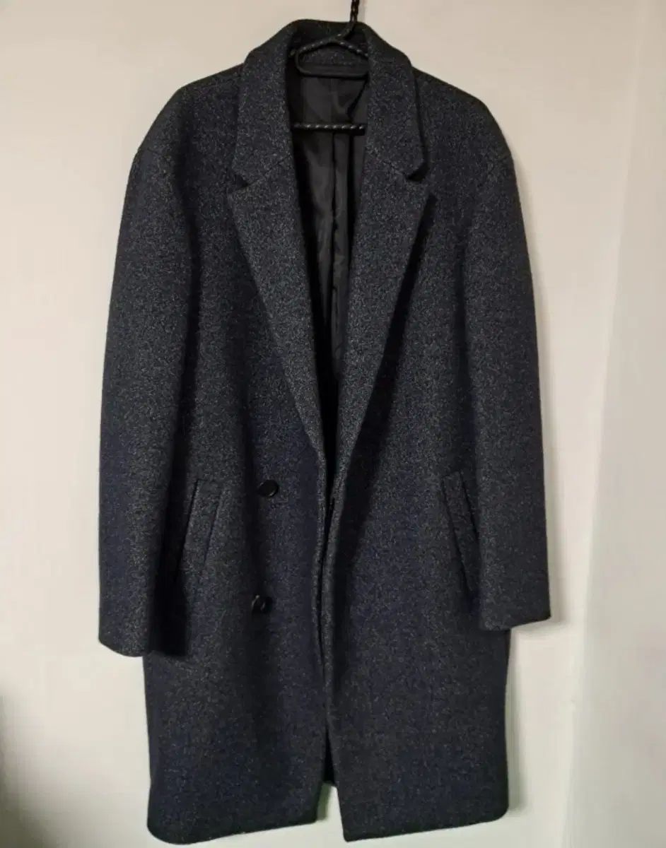 ウール ブレンド ダブル ロングコート チャコール 95