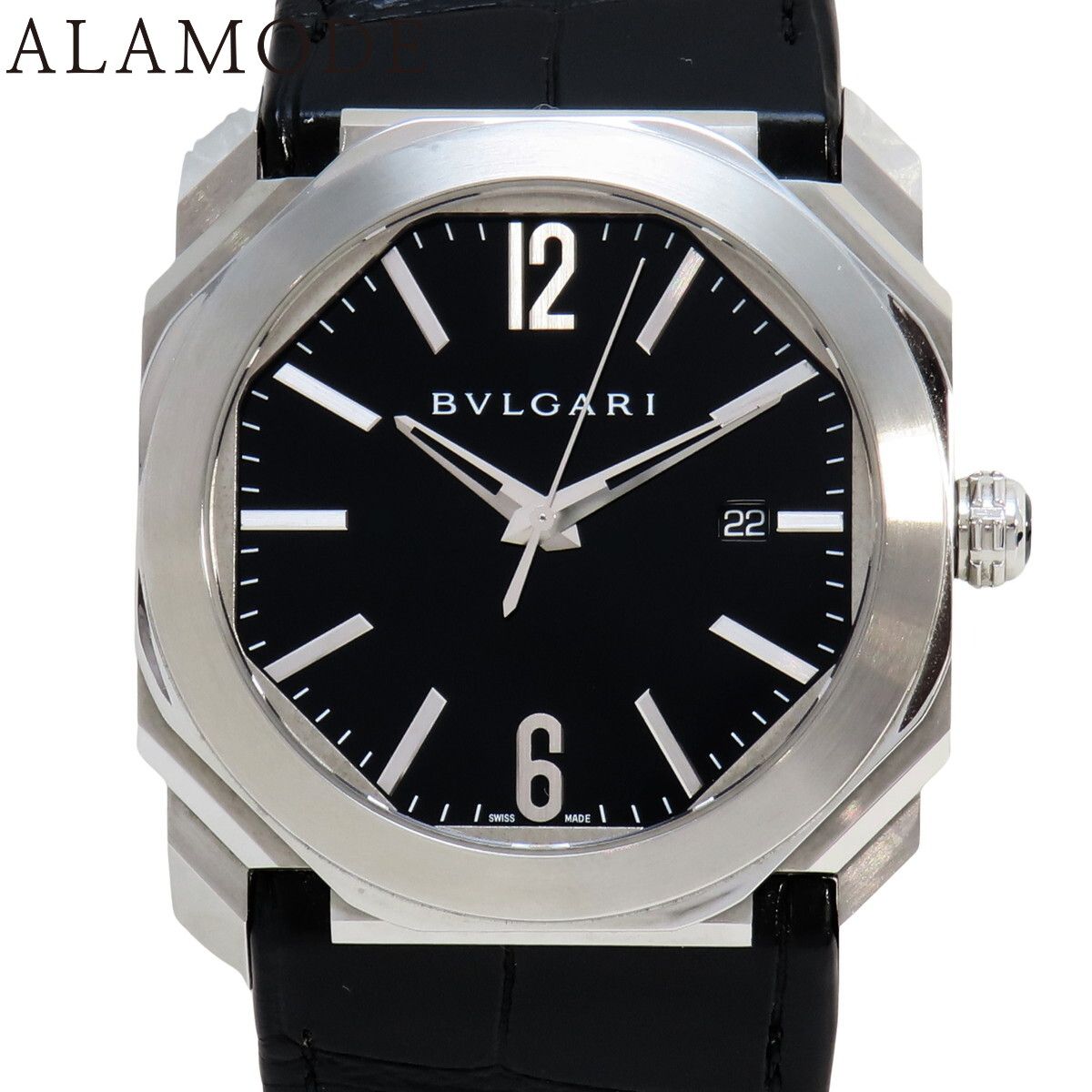 保証書付 ブルガリ オクト BGO 41 S SS ブラック 自動巻き メンズ アラモード