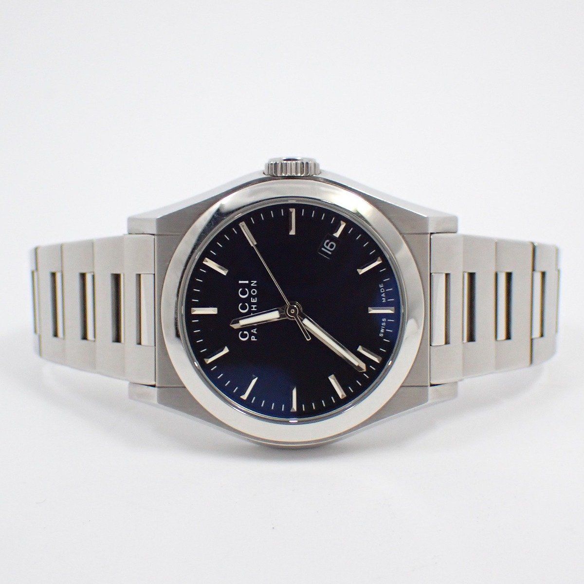 グッチ 115.4 パンテオン クォーツ ボーイズ 黒文字盤 純正SSベルト