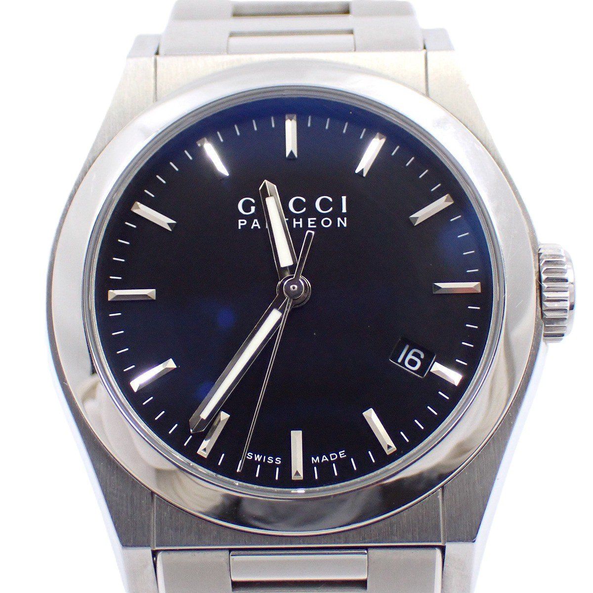 グッチ パンテオン ボーイズ YA115423 ステンレス クォーツ グッチ 115.4 パンテオン クォーツ ボーイズ 黒文字盤 純正SSベルト