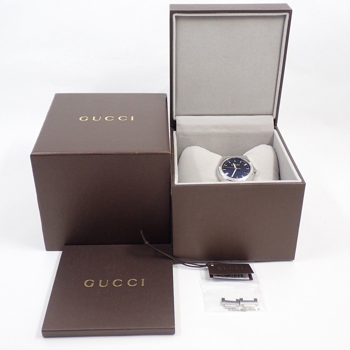 グッチ 115.4 パンテオン クォーツ ボーイズ 黒文字盤 純正SSベルト