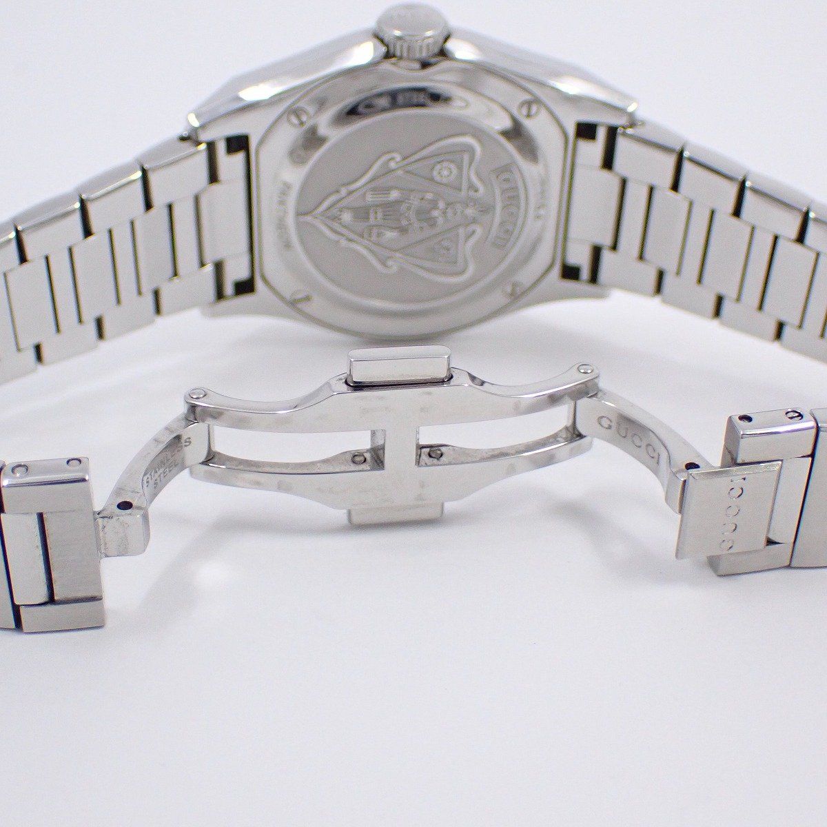 グッチ 115.4 パンテオン クォーツ ボーイズ 黒文字盤 純正SSベルト