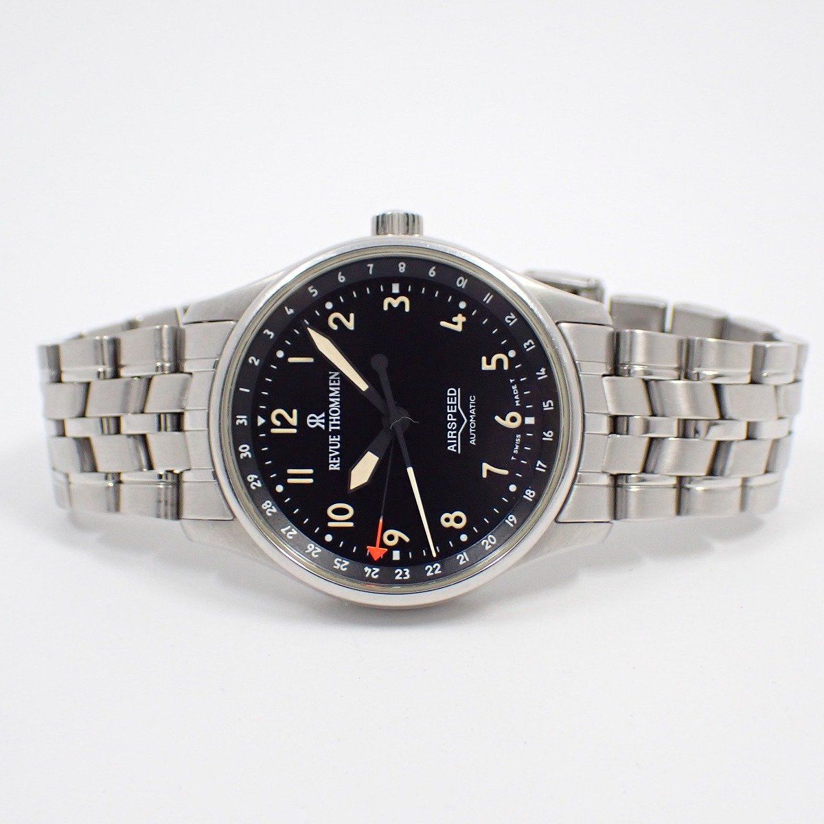 REVUE THOMMEN エアスピード 6110005 自動巻き レビュートーメン エアスピード 自動巻き メンズ 腕時計 黒文字盤 純正