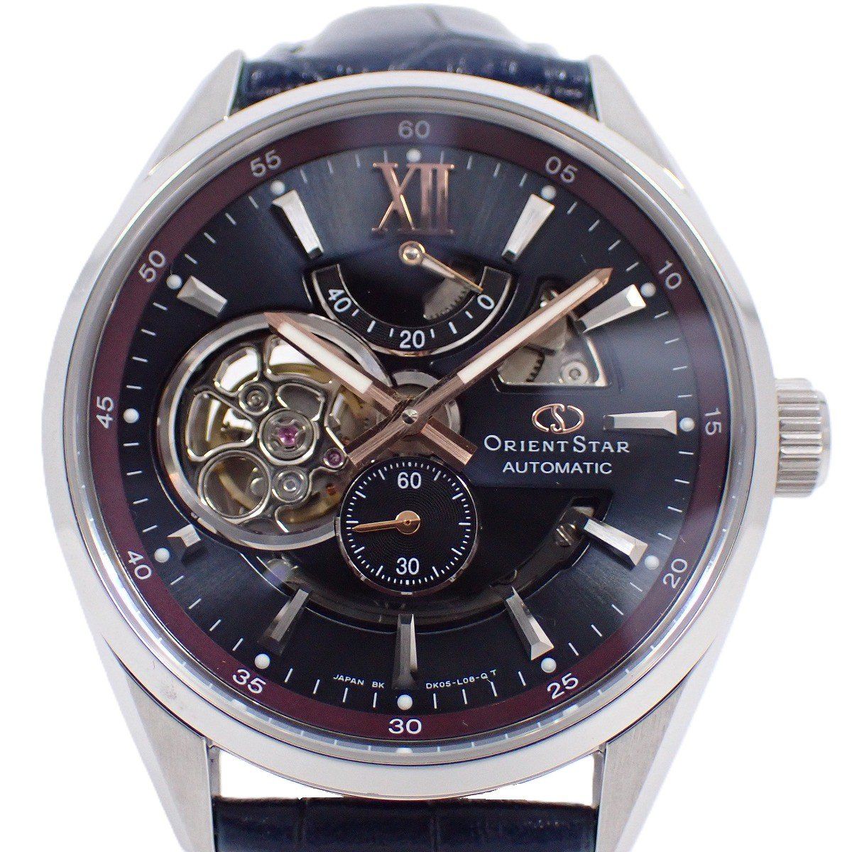 オリエントスター モダンスケルトン 65周年記念 モデル 自動巻き メンズ 腕時計 青文字盤 革ベルト