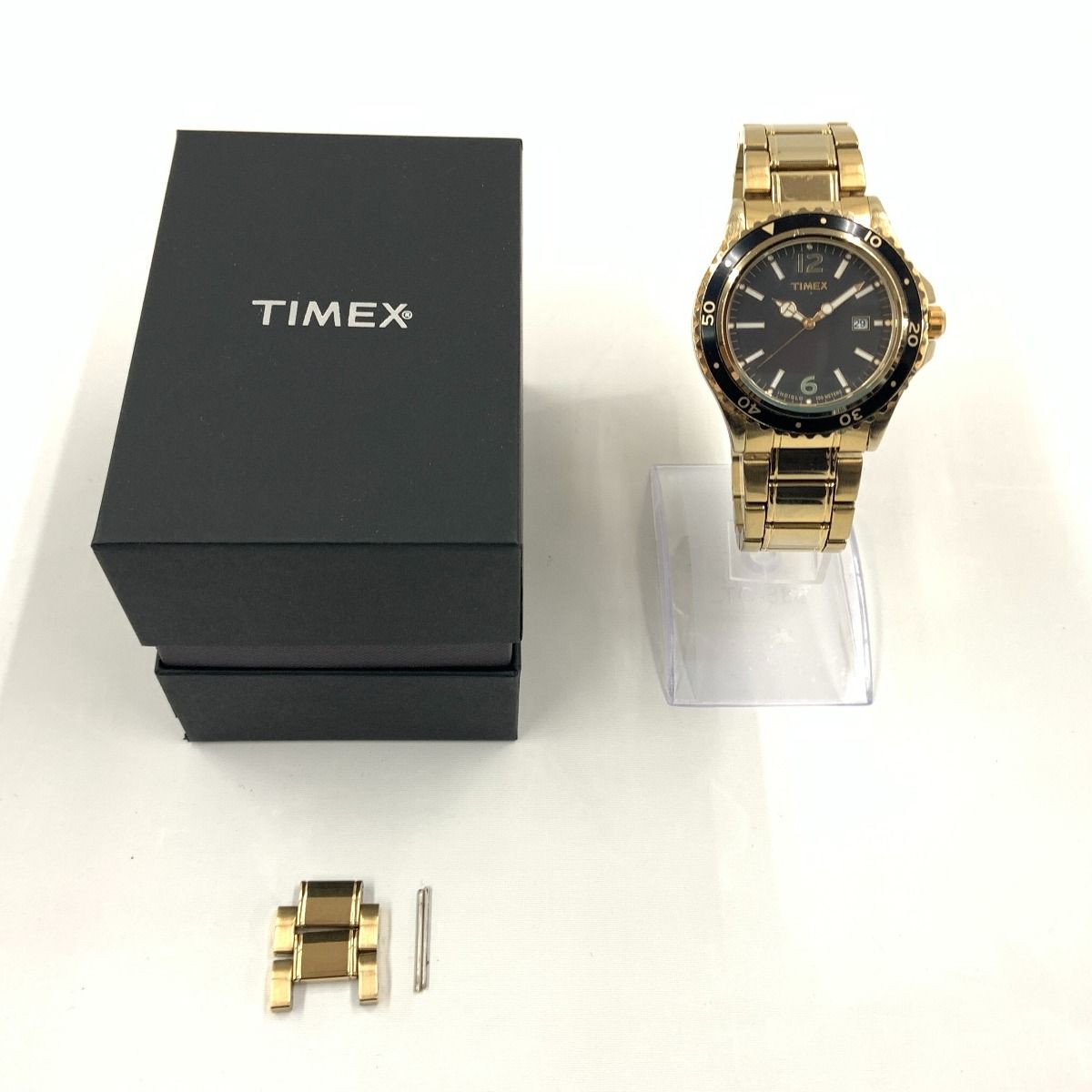 TIMEX 箱有り腕時計 ゴールド ブラック 〇〇TIMEX タイメックス クラシック T 2M562 クォーツ腕時計 ゴールド