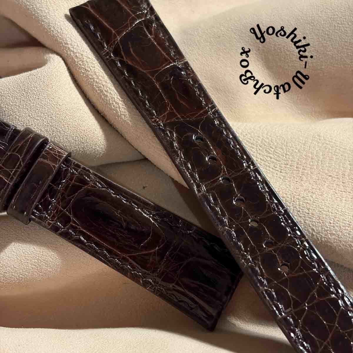 cro-1980 クロコダイル（グロス仕上） 腕時計 ベルト ダークブラウン