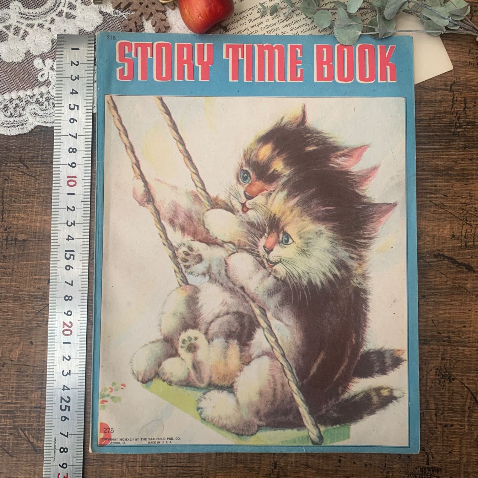1941年ビンテージ可愛い写真の絵本　洋書ねこネコ猫ジャンクジャーナル古書　動物 ヴィンテージ絵本 STORY TIME BOOK 1940s 子猫 表紙｜海外｜児童書