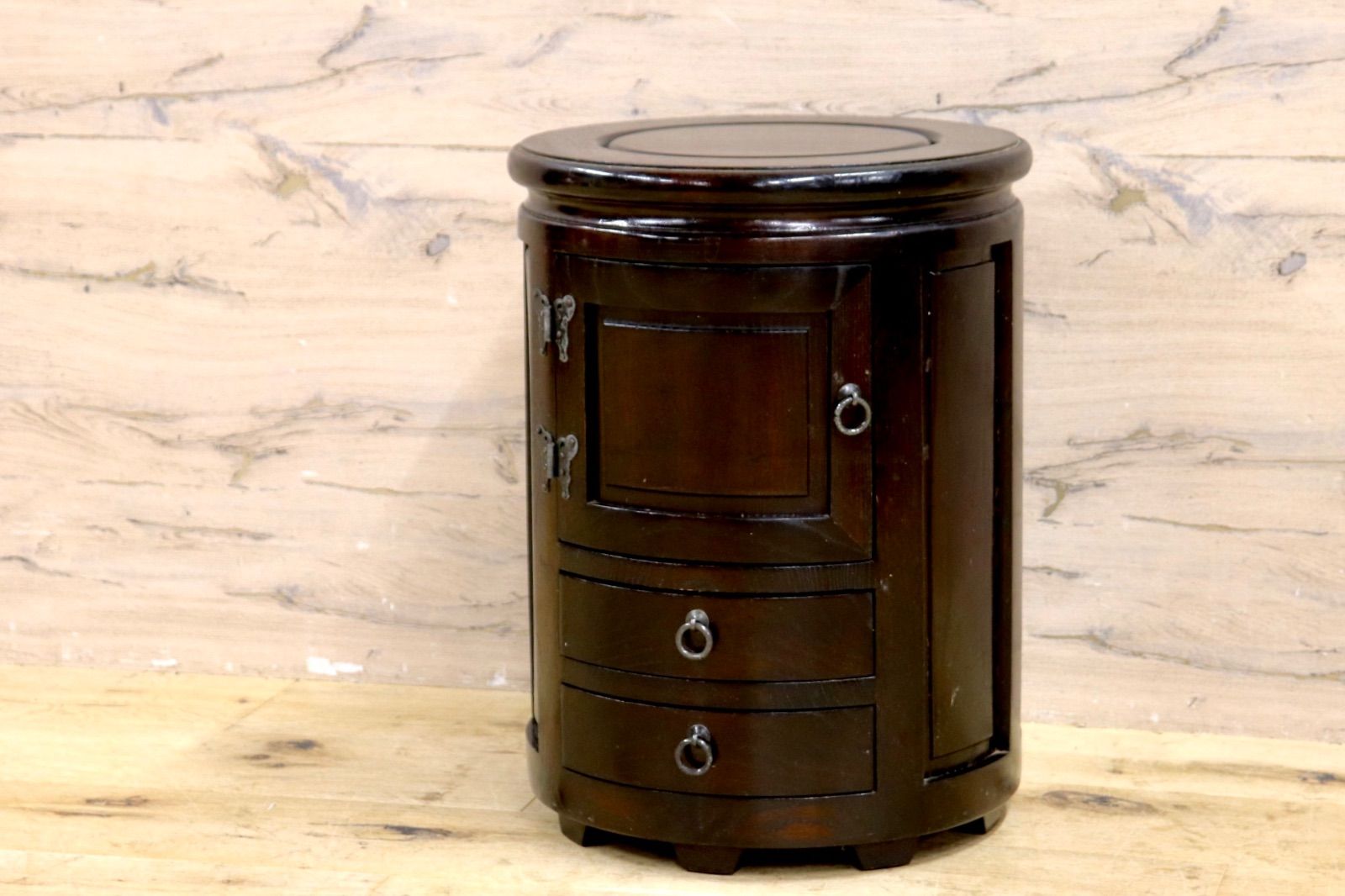 GMIK 769○博永家具 | HIRONAGA 木製スツール 収納付き 椅子 花台 民芸家具 国産 漆塗り 和モダン レトロ