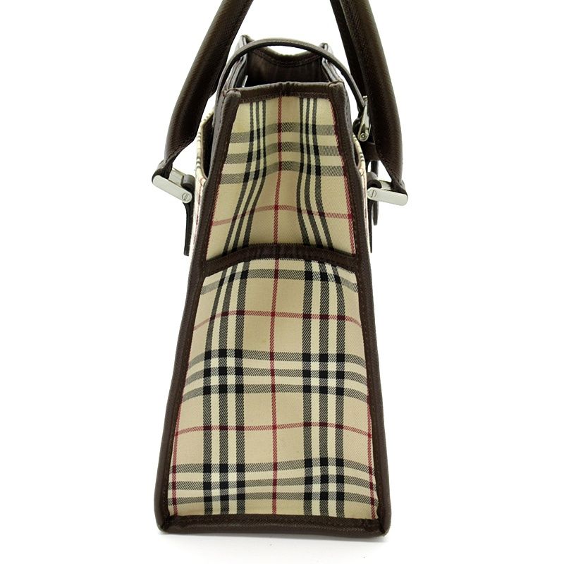 バーバリー ノバチェック ハンドバッグ キャンバス/レザー レディース