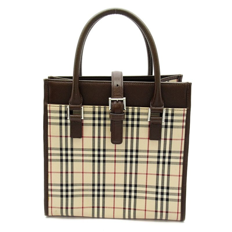 バーバリー ノバチェック ハンドバッグ キャンバス|レザー レディース ベージュ ハンドバッグ バッグ レディース