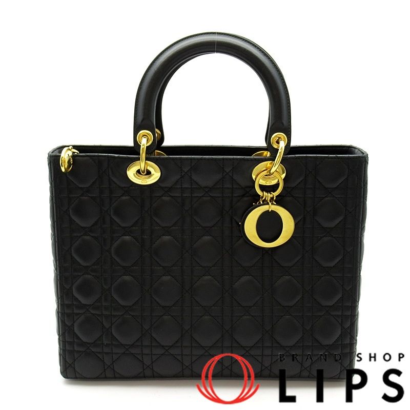 ディオール レディディオール ハンドバッグ ラムスキン レディース ブラック