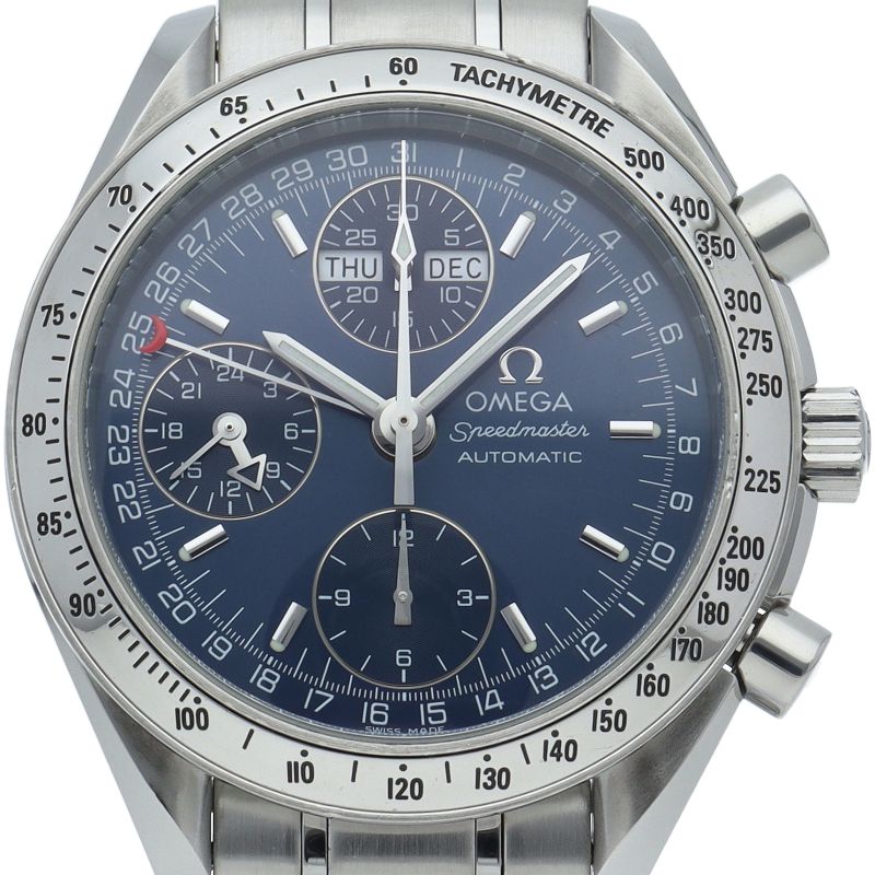オメガ スピードマスター トリプルカレンダー クロノグラフ 39 mm OH済 3523.80 SS メンズ時計 ブルー OH 仕