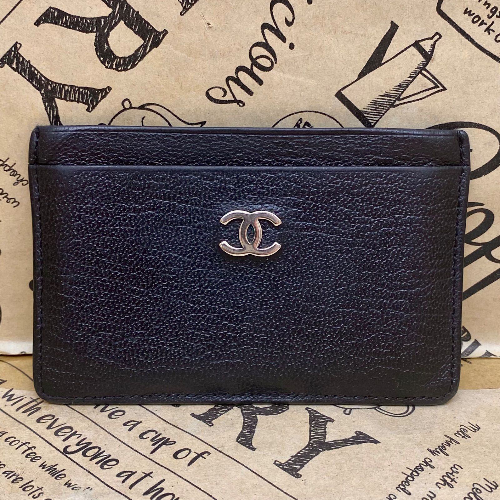 シャネル カード パスケース 名刺入れ 定期 ココマーク 革 FT148