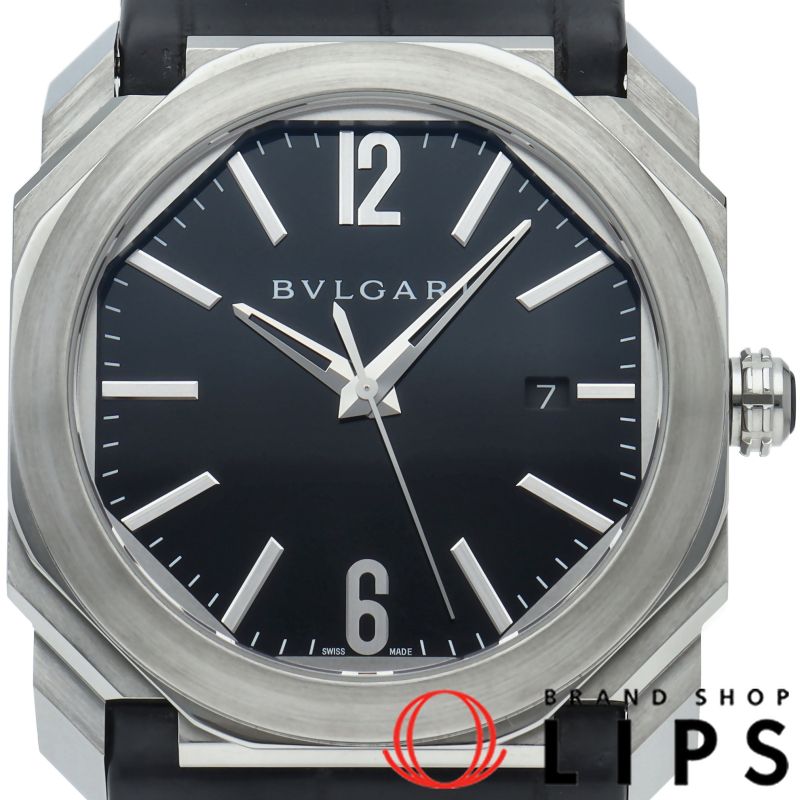 ブルガリ オクト ウォッチ 41 mm BGO S|101964 箱 保証書 SS|革 メンズ時計 ブラック 仕上げ済