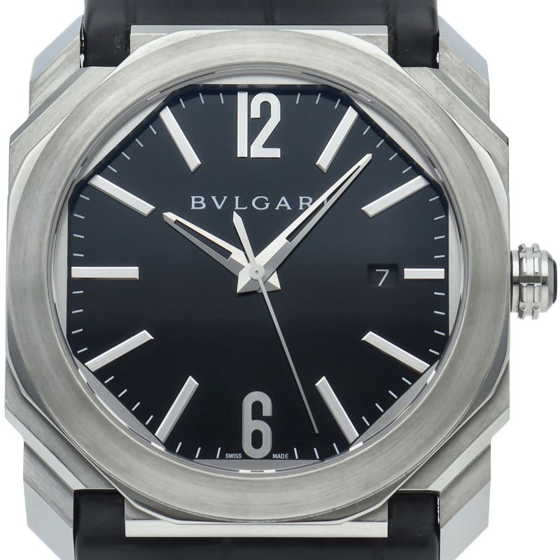 ブルガリ オクト ウォッチ 41 mm BGO S|101964 箱 保証書 SS|革 メンズ時計 ブラック 仕上げ済