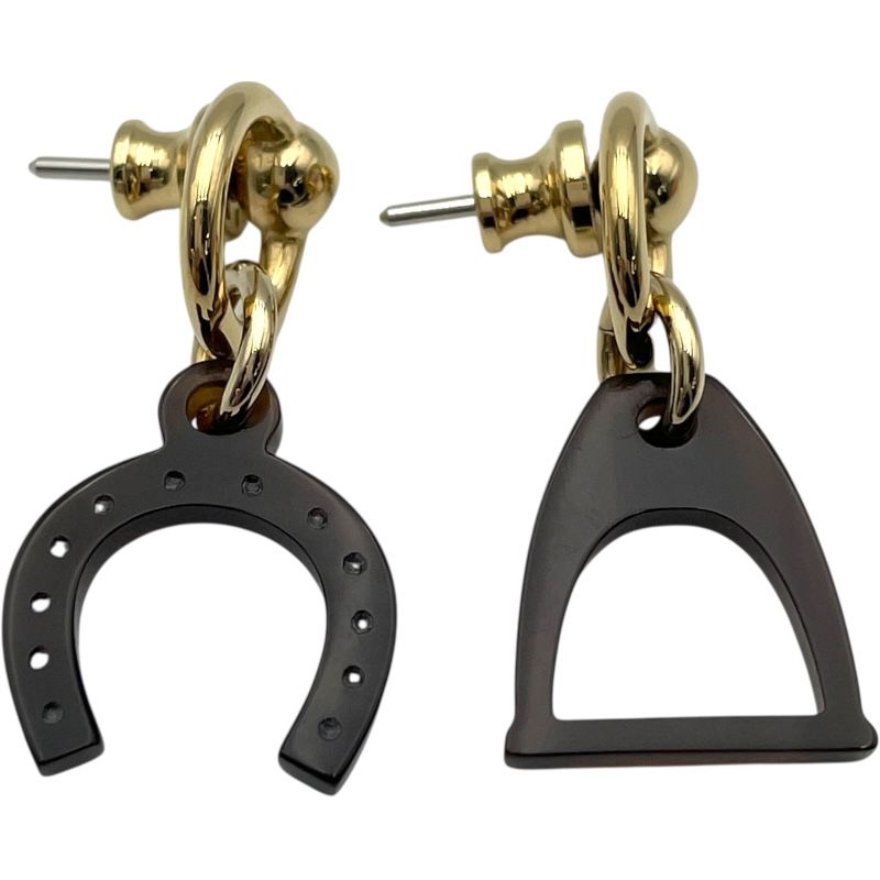 エルメス HERMES アミュレット エスケトル ブラウン GD金具 バッファローホーン メタル ジュエリー