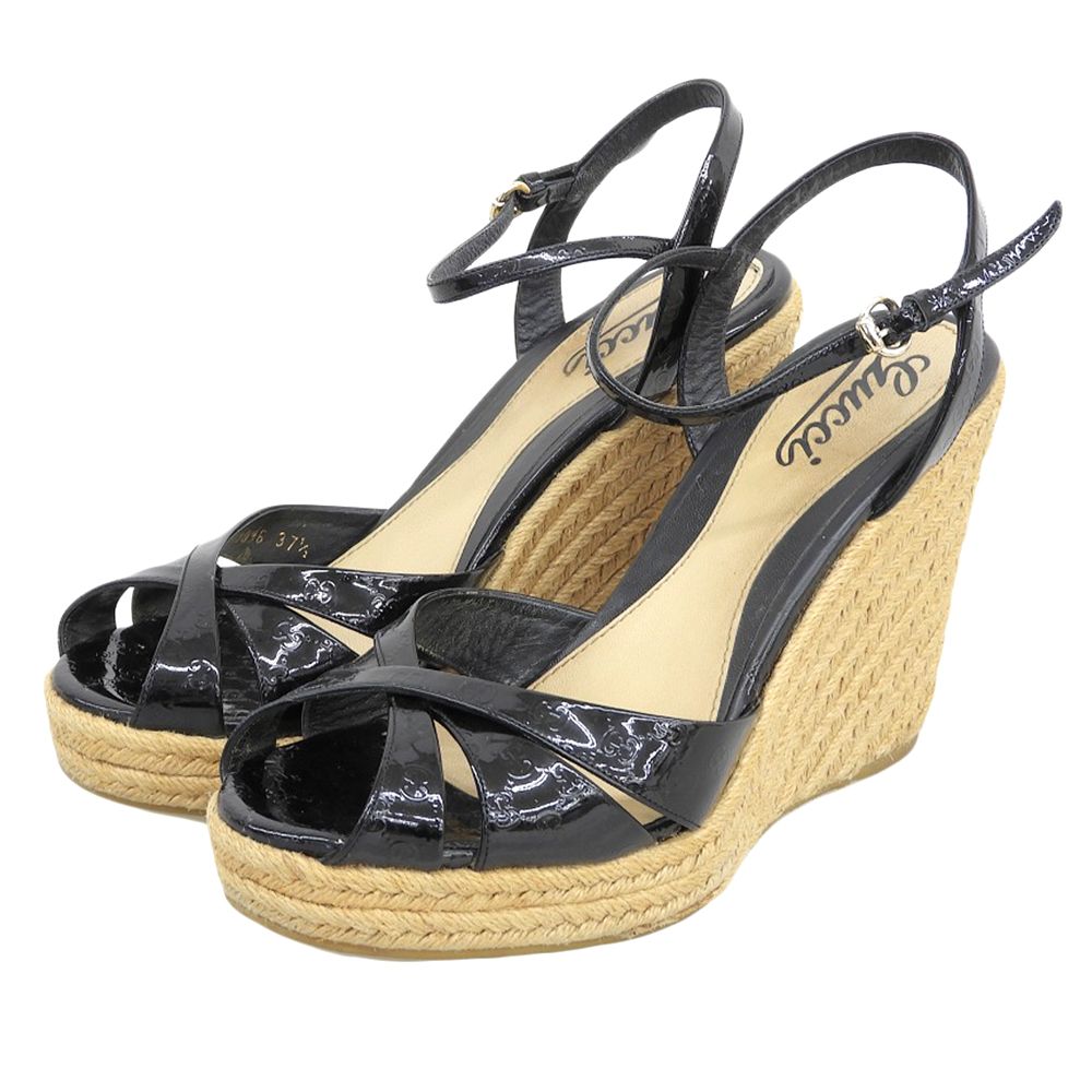 GUCCI グッチ マイクログッチシマ パテントレザー ウェッジソール