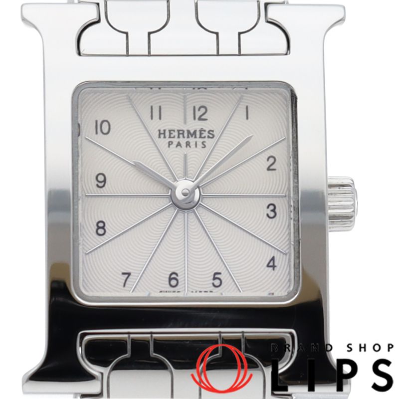 エルメス Hウォッチミニ レディース時計 HH 1.110 箱 保証書 SS ホワイト 仕上げ済