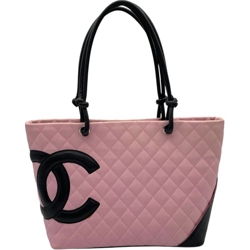 シャネル CHANEL カンボントートバッグ A 25169 9番台 ピンク ブラック ラム レディース トートバッグ