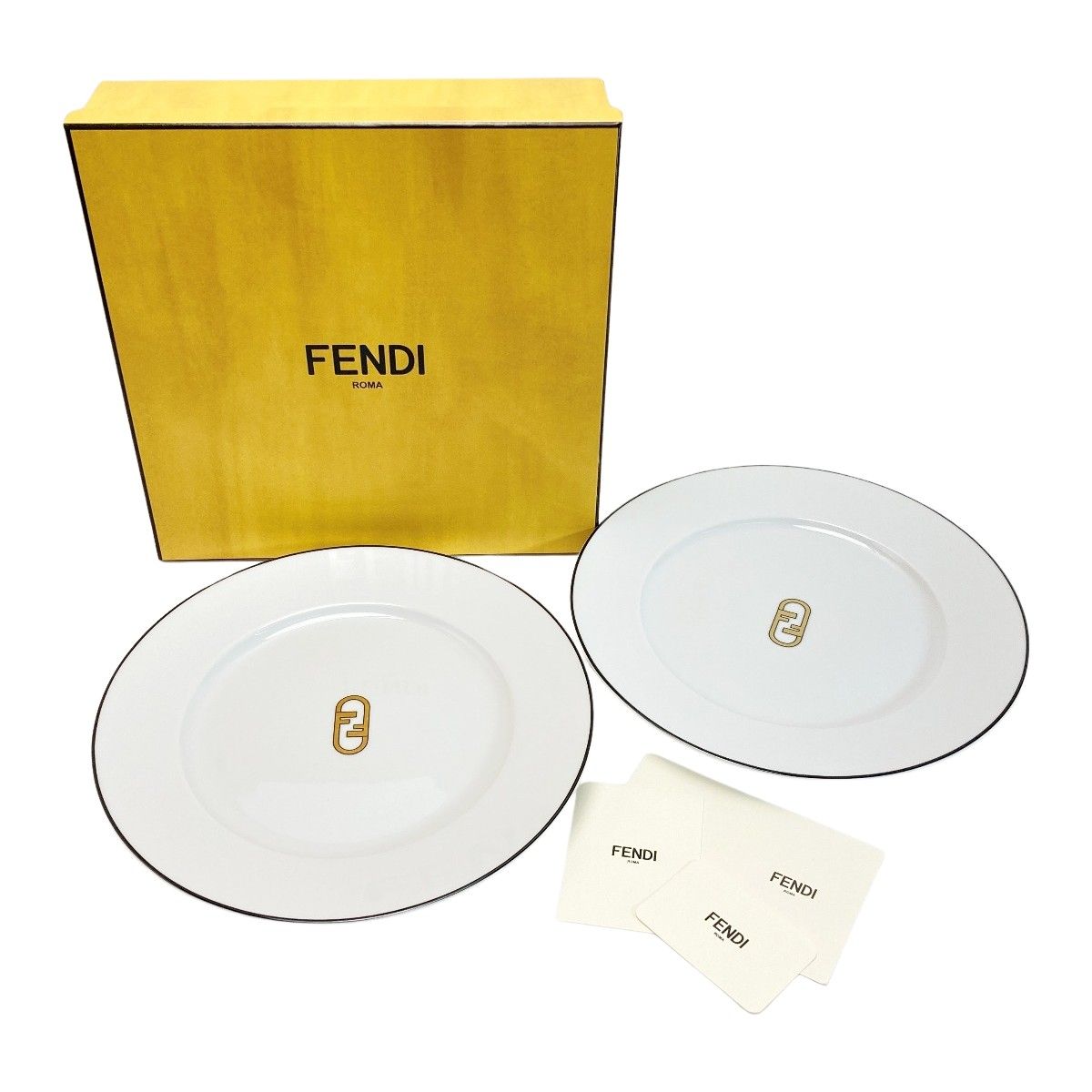 FENDI お皿 FENDI フェンディ オーロックロゴ プレート 2枚セット テーブルウェア