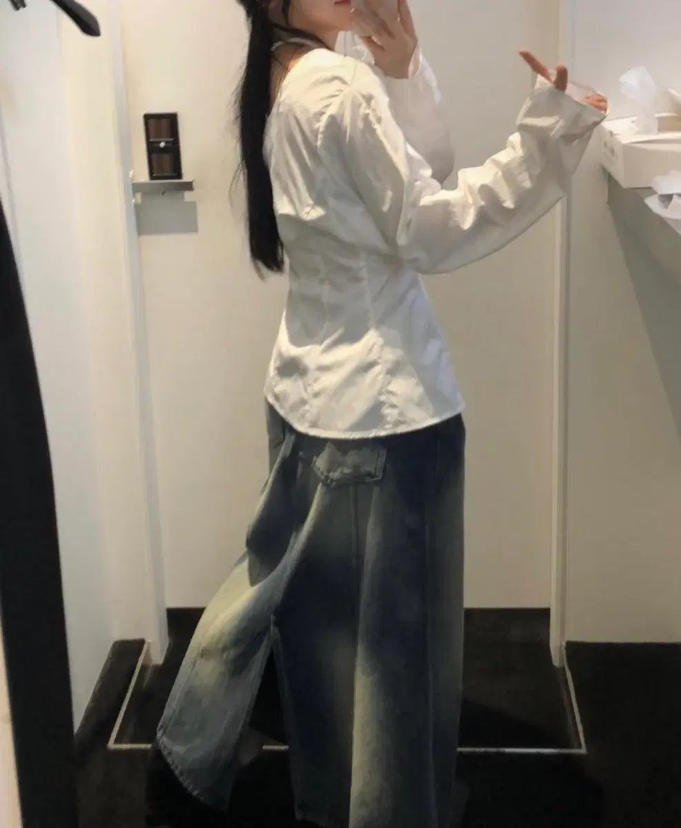 TREEMINGBIRD incision Denim set-up Skirt