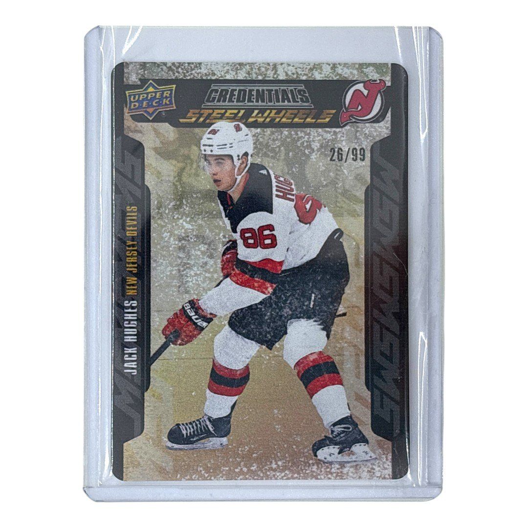 UPPER DECK NHLカード CREDENTIALS STEEL WHEELS JACK HUGHES NEW JERSEY DEVILS /99 #SW-1 送料無料 中古 IT1
