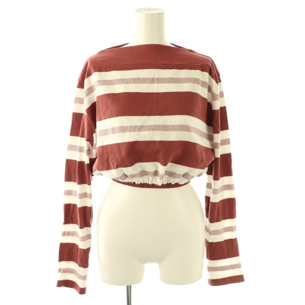 フミカ ウチダ FUMIKA_UCHIDA Cotton Jersey Cropped Top プルオーバー カットソー L ブラウン ホワイト |DO OS