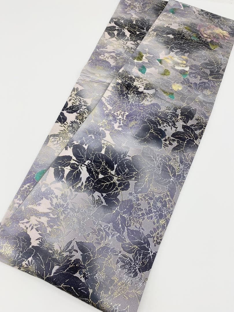 全通 袋帯 金彩 銀彩 草花 正絹 D305 - メルカリ