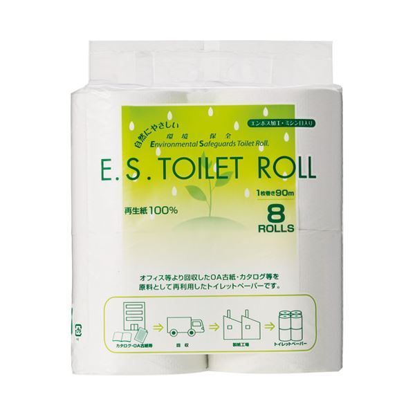 まとめ 太洋紙業 ESトイレットロール90 m巻 8ロール ×