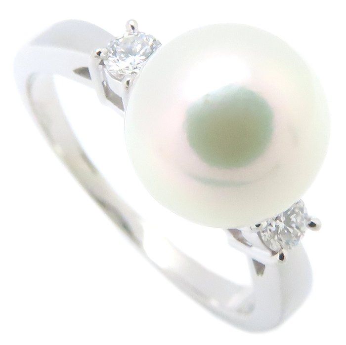 MIKIMOTO ミキモト パール リング 指輪 真珠8.9ミリ ダイヤモンド 15号