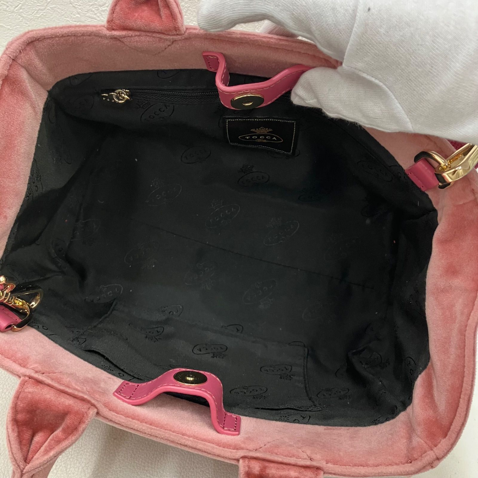 8163 TOCCA トッカ 2way ショルダーバッグ ハンドバッグ ピンク ベロア 