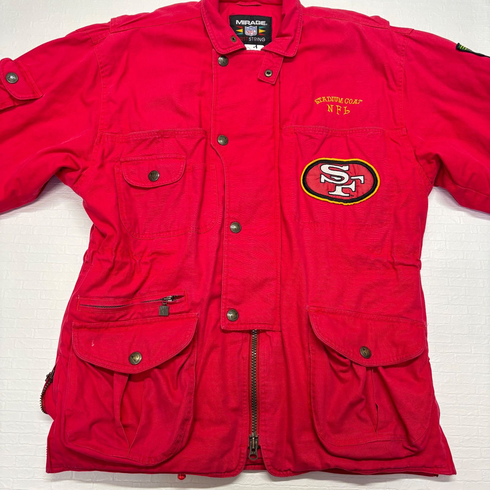 激レア 90s NFL 49ers スタジアムコート 赤 FIRST STRING 上位モデル