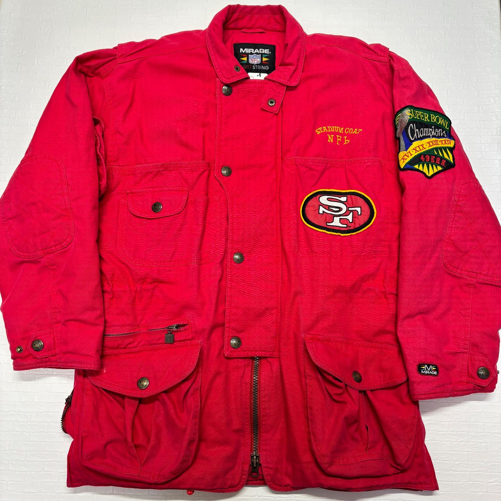 激レア 90s NFL 49ers スタジアムコート 赤 FIRST STRING 上位モデル