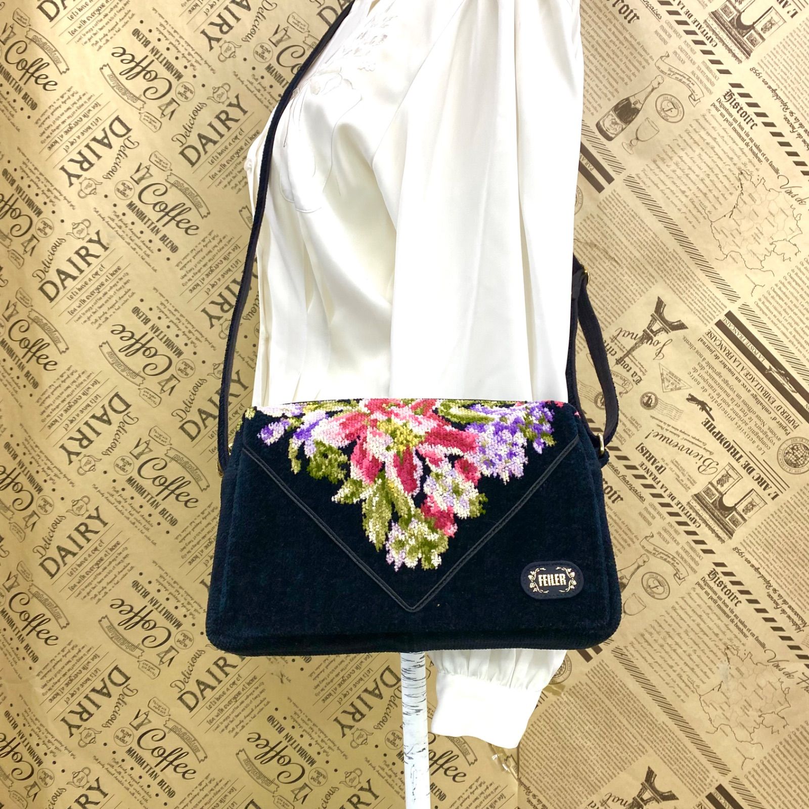 フェイラー ショルダーバッグ ポシェット ジャガード 花 スマホ FZ497