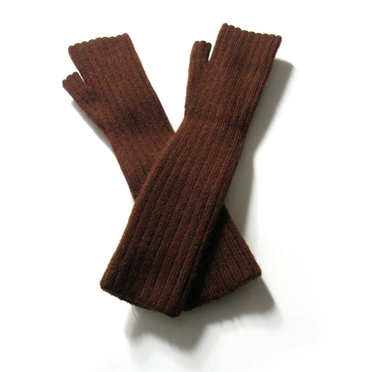 THE INOUE BROTHERS ザイノウエブラザーズ 超 ベビーアルパカ ロング ハンドウォーマー ペルー製 フィンガーレス 手袋 ブラウン ｜ 秋冬