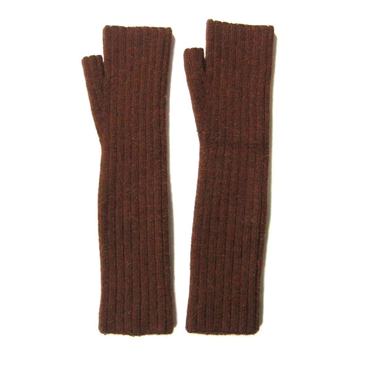 THE INOUE BROTHERS ザイノウエブラザーズ 超 ベビーアルパカ ロング ハンドウォーマー ペルー製 フィンガーレス 手袋 ブラウン ｜ 秋冬