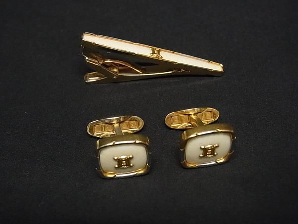 CELINE カフス　タイバー　セリーヌ　マカダム ネクタイピン カフス CELINE セリーヌ マカダム カフス カフリンクス ネクタイピン タイ