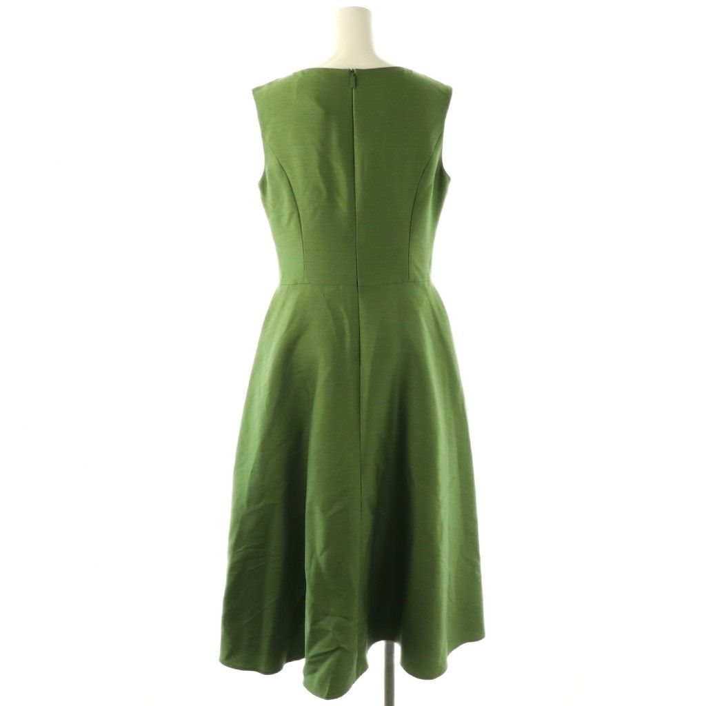 ルネ Rene パールビジューボタンワンピース シルク混 36 グリーン /DO