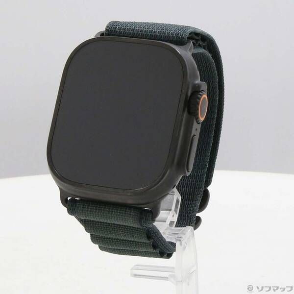 〔展示品〕 Apple Watch Ultra 2 GPS Cellular 49 mm ブラックチタニウムケース ダークグリーンアルパインループ 348